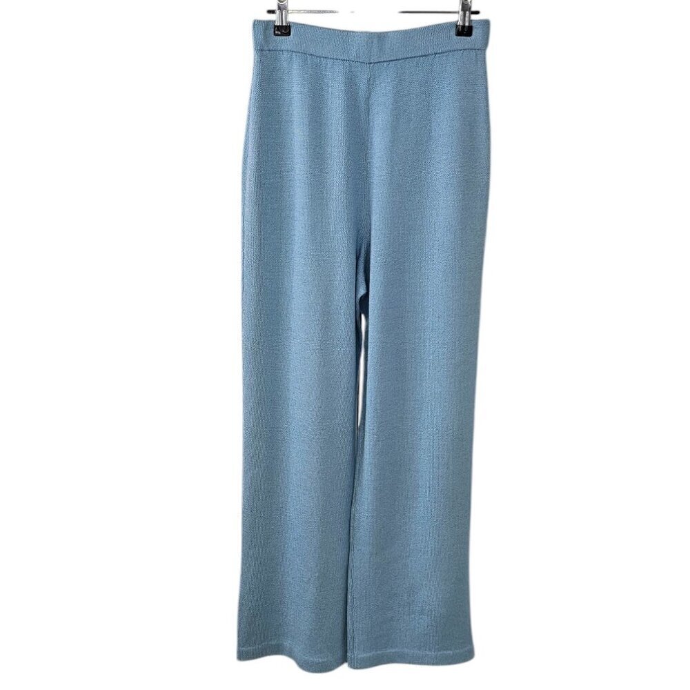 St. John Collection Womens Santana Knit Pull On Wide Leg Pants, Blue, Size 4
